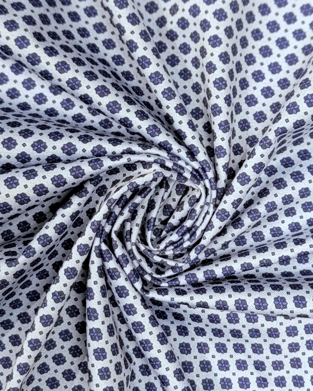 Bugatchi OoohCotton Casual Shirt in Blue Mini Diamond/Floral Pattern
