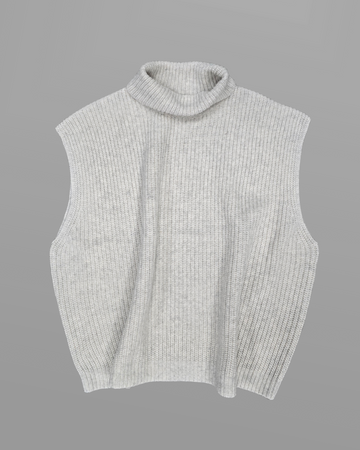 Moselle Sleeveless Knit Vest in White Grey