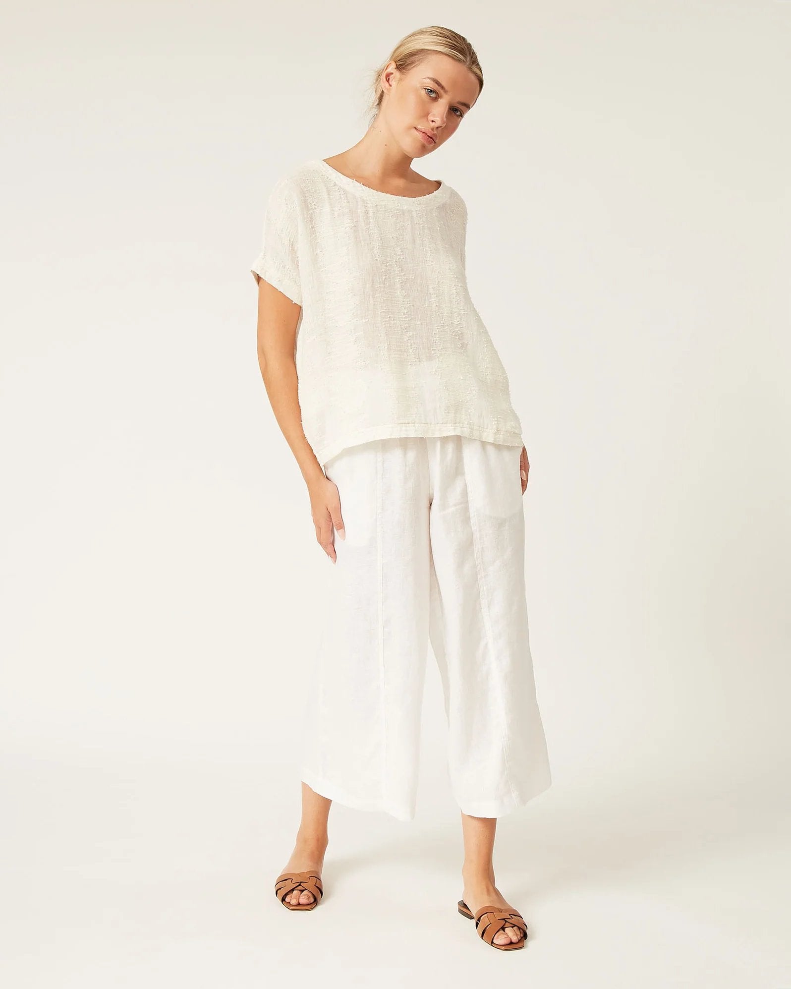 Naif Joanna Top in Textured Embroidered Linen