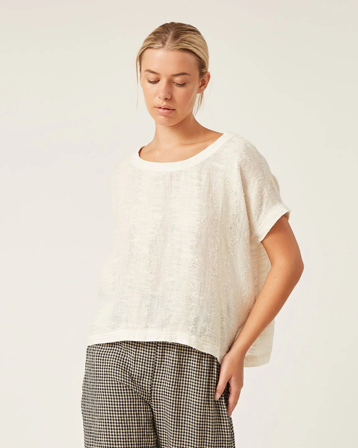 Naif Joanna Top in Textured Embroidered Linen