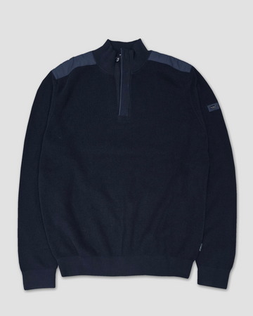 1/4 Zip Cotton Pullover in Navy