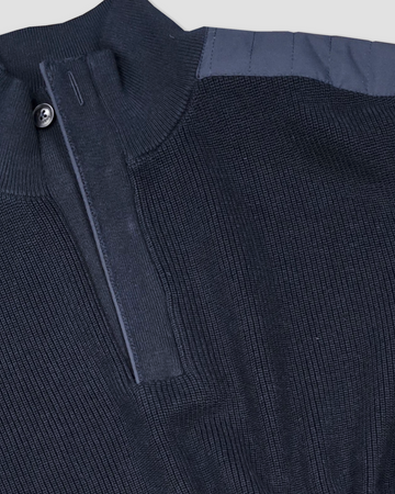 1/4 Zip Cotton Pullover in Navy