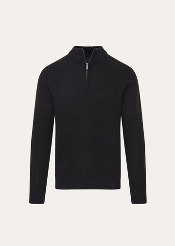 Merino Plaited 1/4 Zip Sweater in Brownie