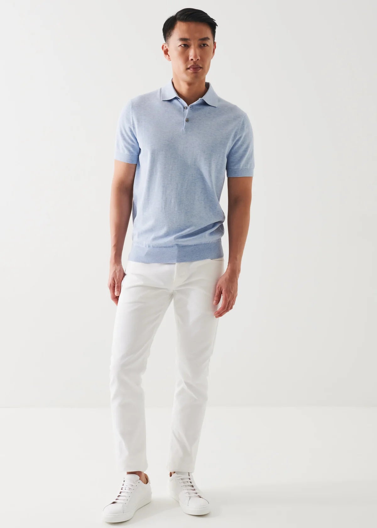 Patrick Assaraf Cotton Cupro Polo in Blue Bell