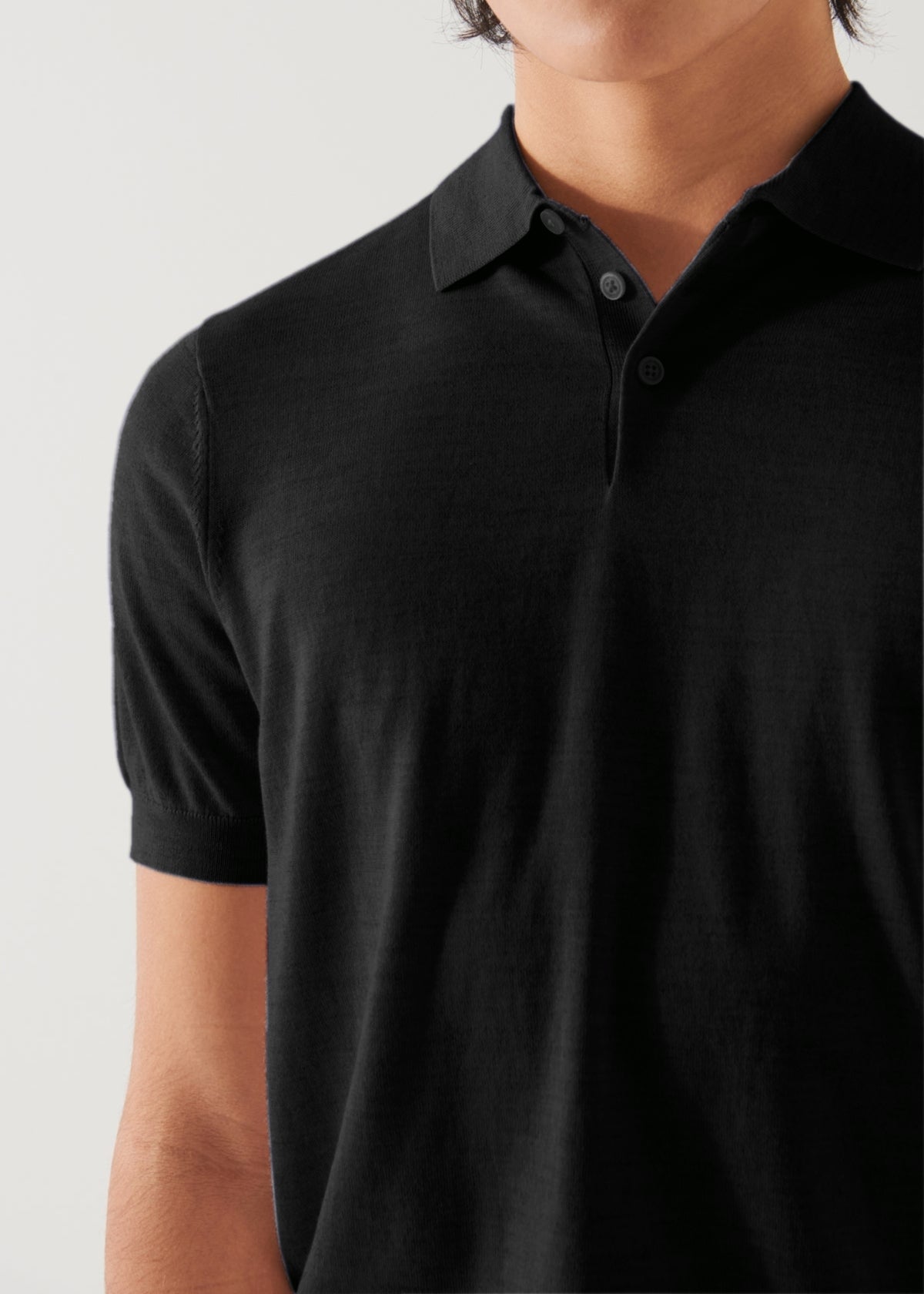 Cotton Cupro Polo in Black