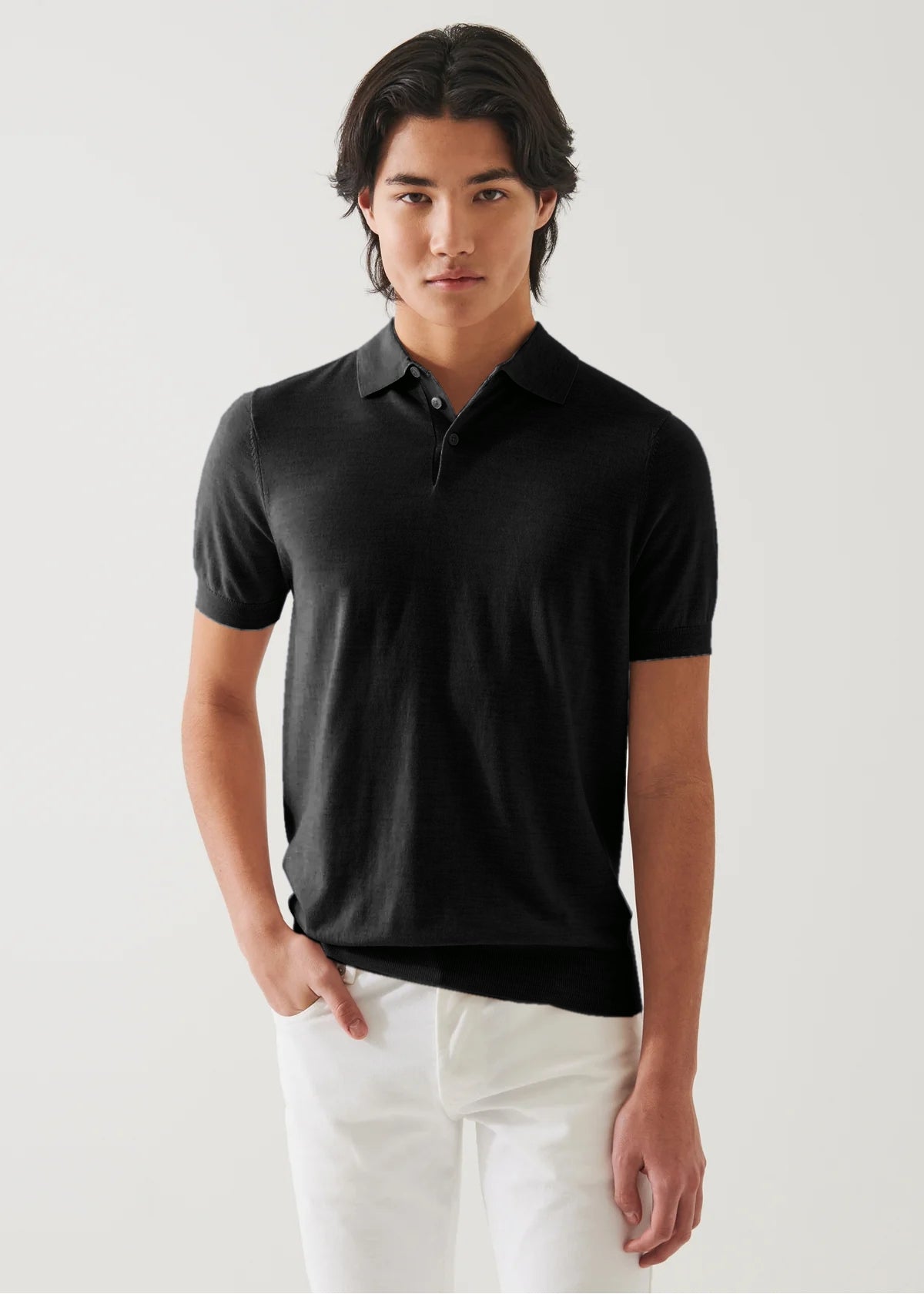 Cotton Cupro Polo in Black