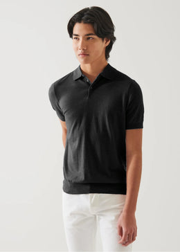 Cotton Cupro Polo in Black