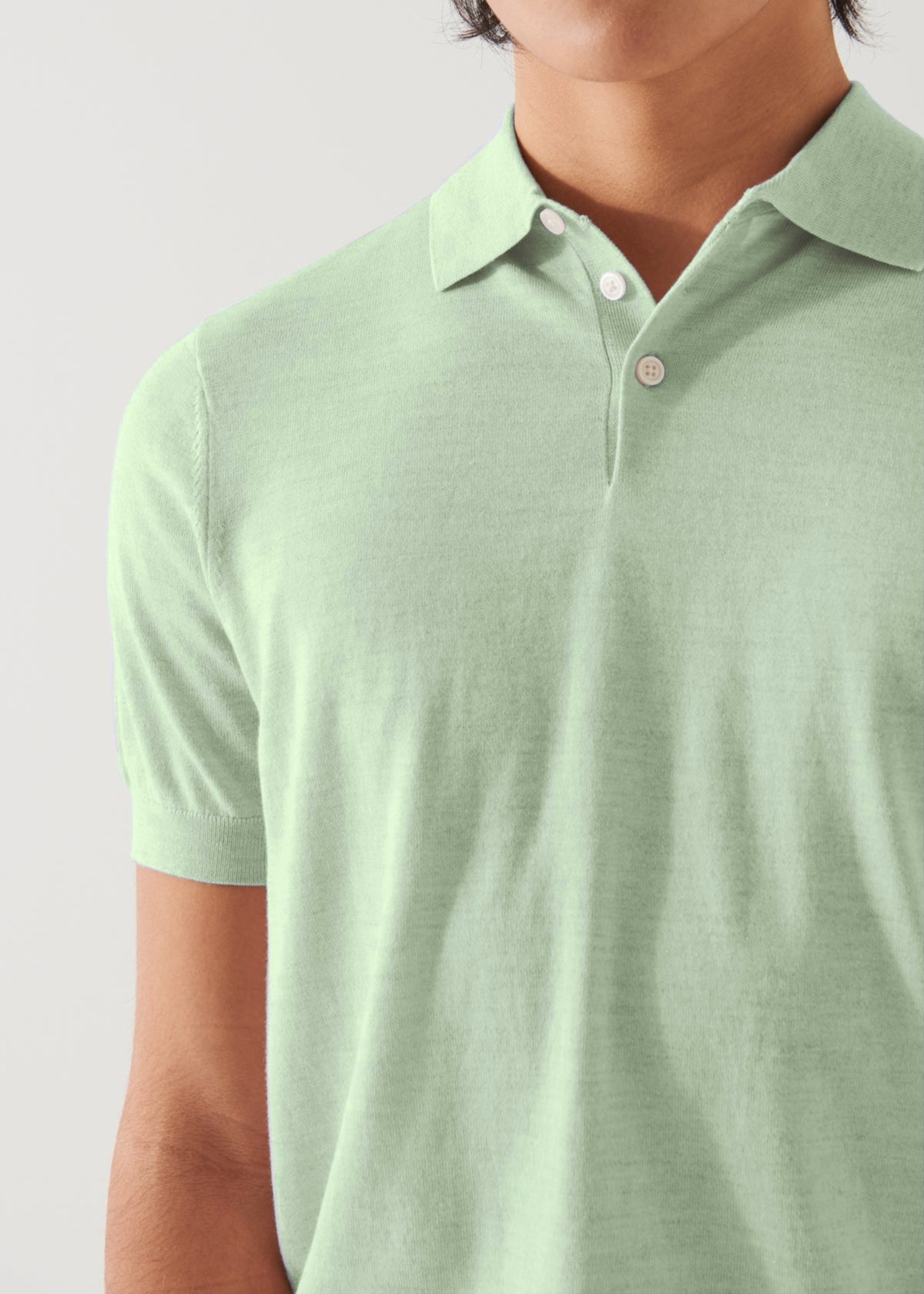 Cotton Cupro Polo in Light Lime