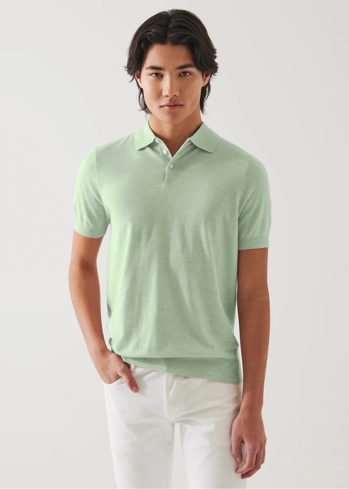 Cotton Cupro Polo in Light Lime