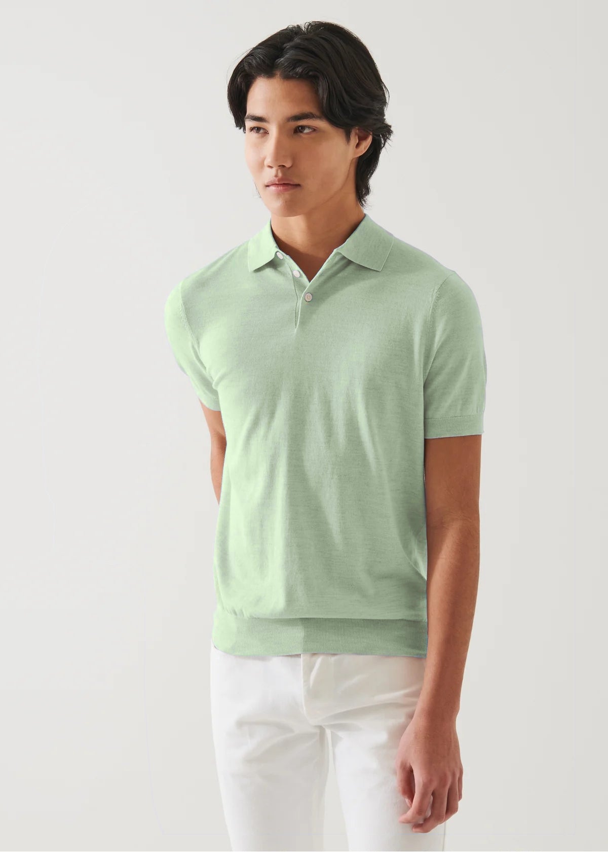 Cotton Cupro Polo in Light Lime