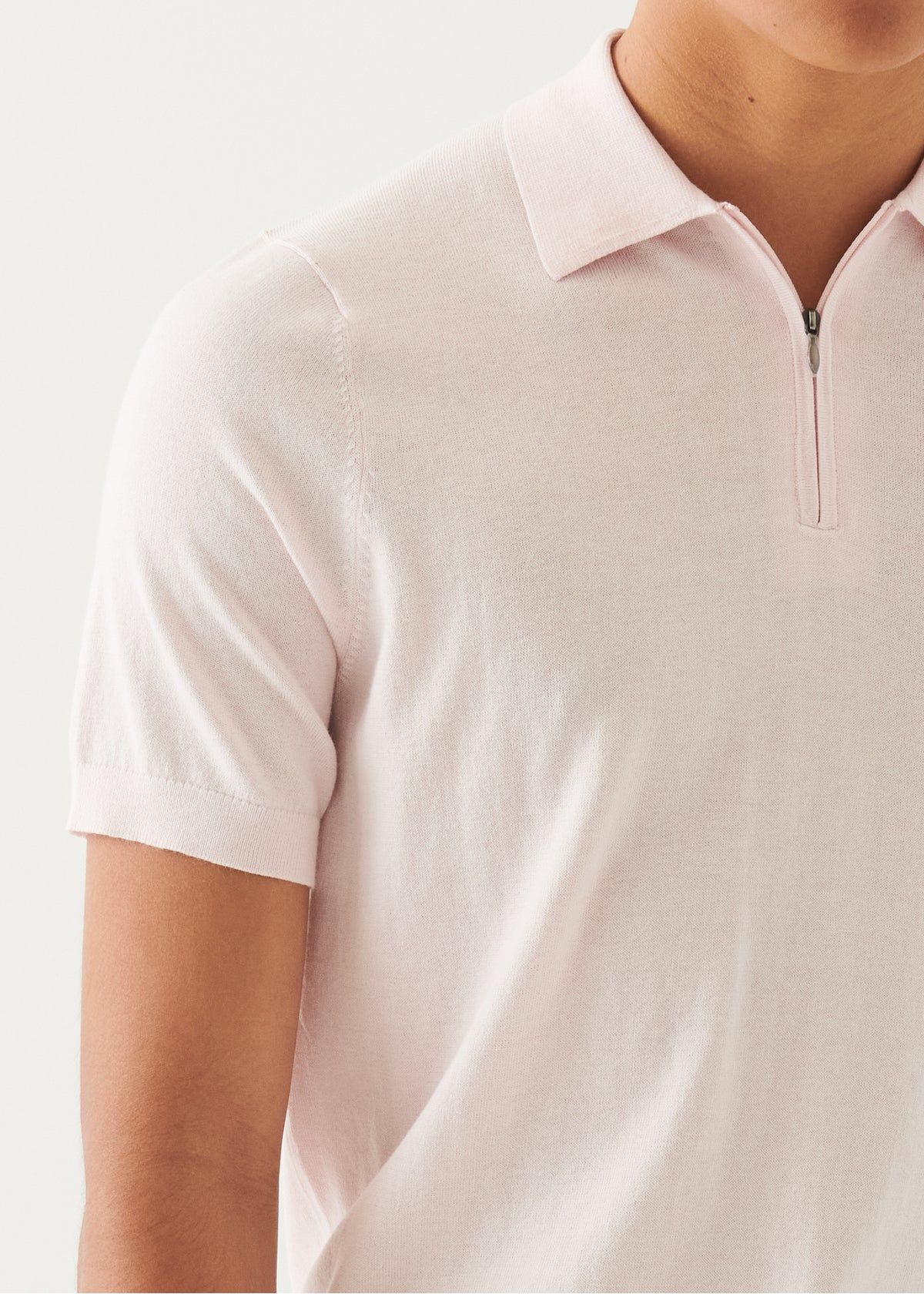 Cotton Cashmere Quarter Zip Polo in Tulip
