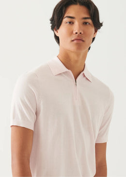 Cotton Cashmere Quarter Zip Polo in Tulip