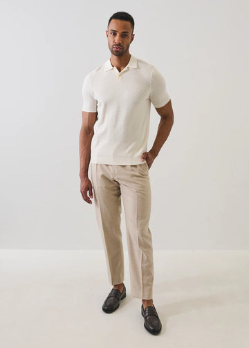 Honeycomb Stitch Polo in Off White