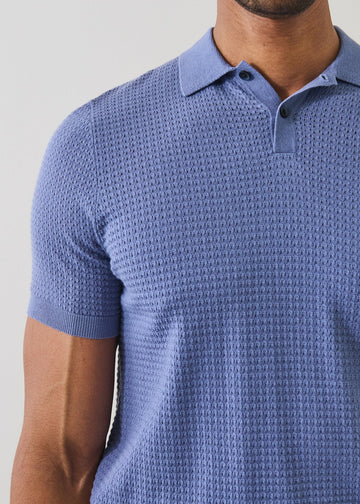 Honeycomb Stitch Polo in Dusky Blue