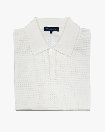 Honeycomb Stitch Polo in Off White