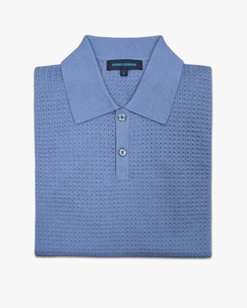 Honeycomb Stitch Polo in Dusky Blue