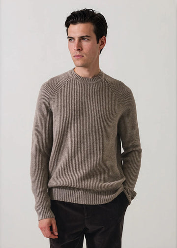 Merino-Cashmere Ribbed Raglan in Vapour