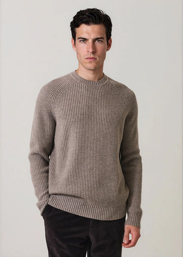 Merino-Cashmere Ribbed Raglan in Vapour