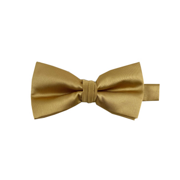 Satin Solid Pre-Tied Bowtie in Pale Gold