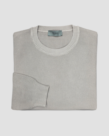 Cotton Crew Neck Sweater in Latte