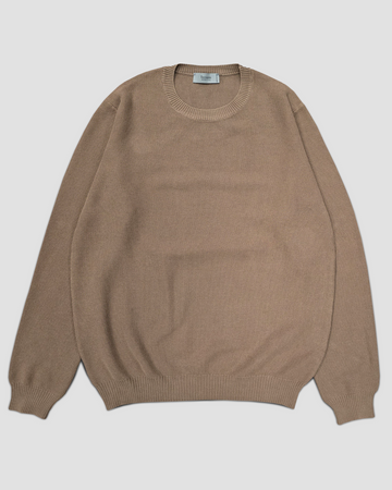 Cotton Crew Neck Sweater in Cognac