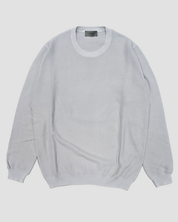 Cotton Crew Neck Sweater in Platinum
