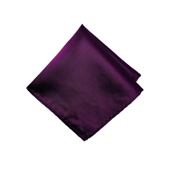 Satin Solid Pre-Tied Pocket Square in Plum