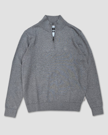 Cotton Jersey 1/4 Zip Pullover in Grey