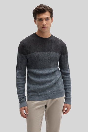 Marchetti Heringbone Crewneck in Slate