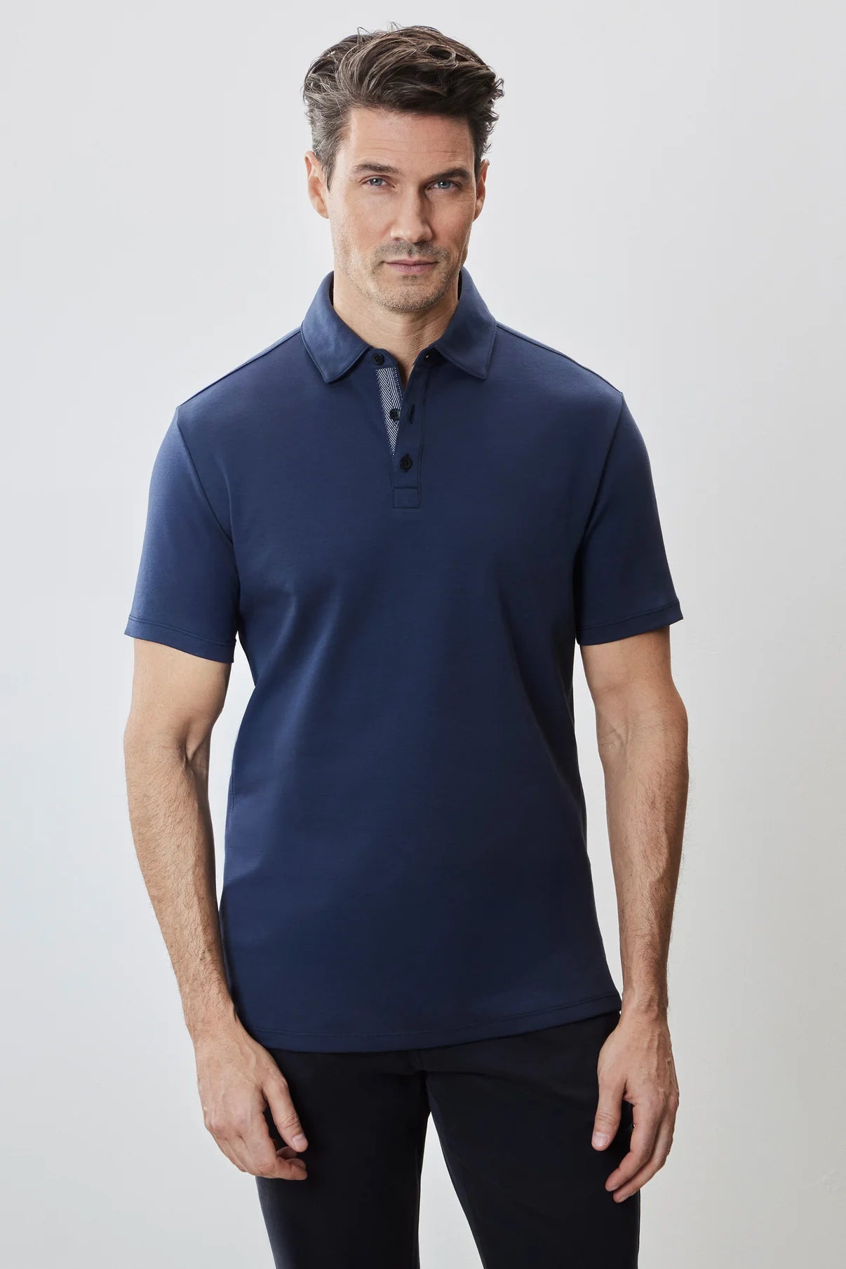 Georgia Herringbone Polo in Blue Night