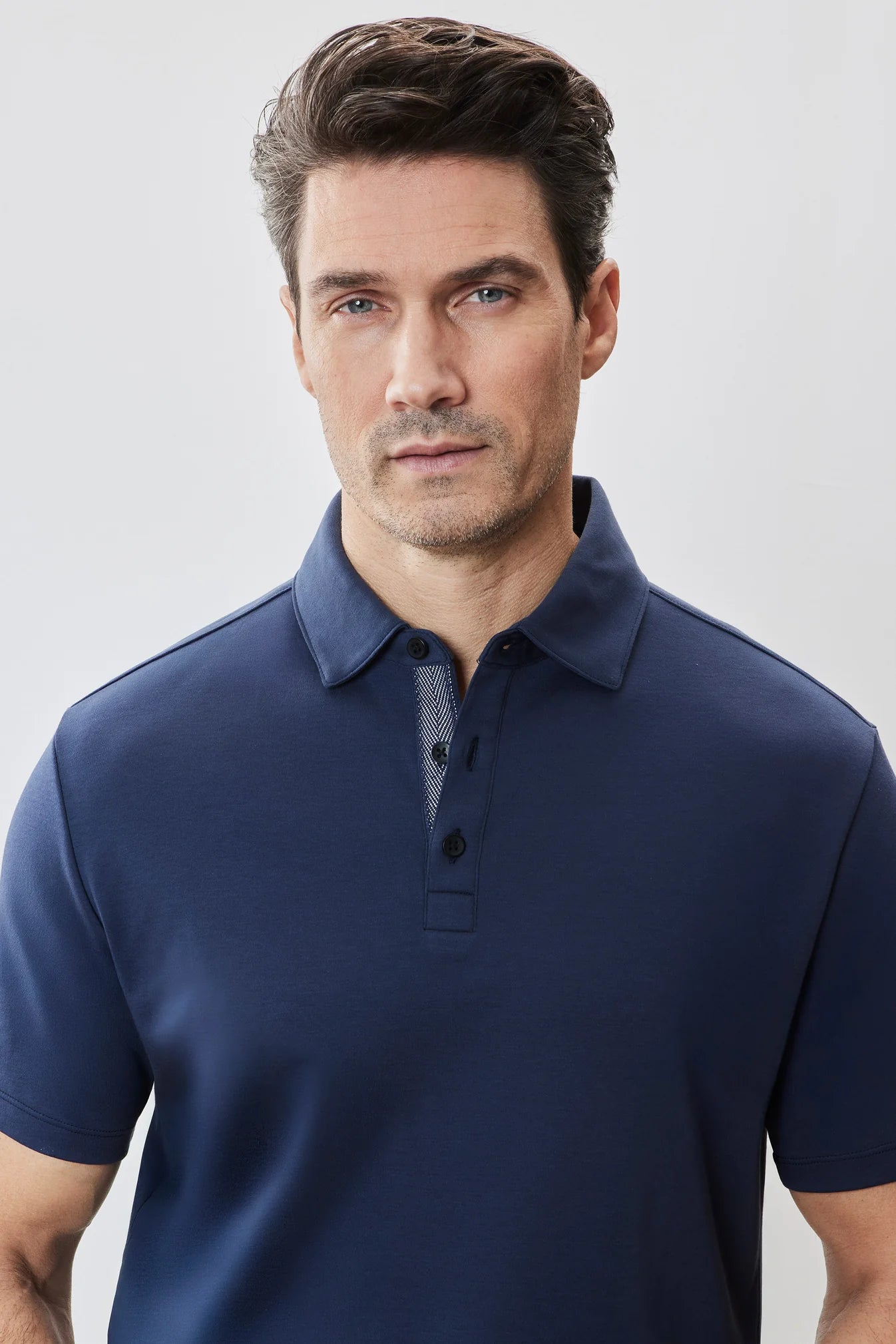 Georgia Herringbone Polo in Blue Night