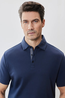 Georgia Herringbone Polo in Blue Night