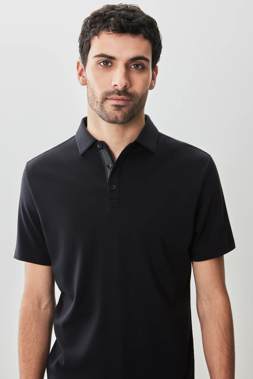 Georgia Herringbone Polo in Black