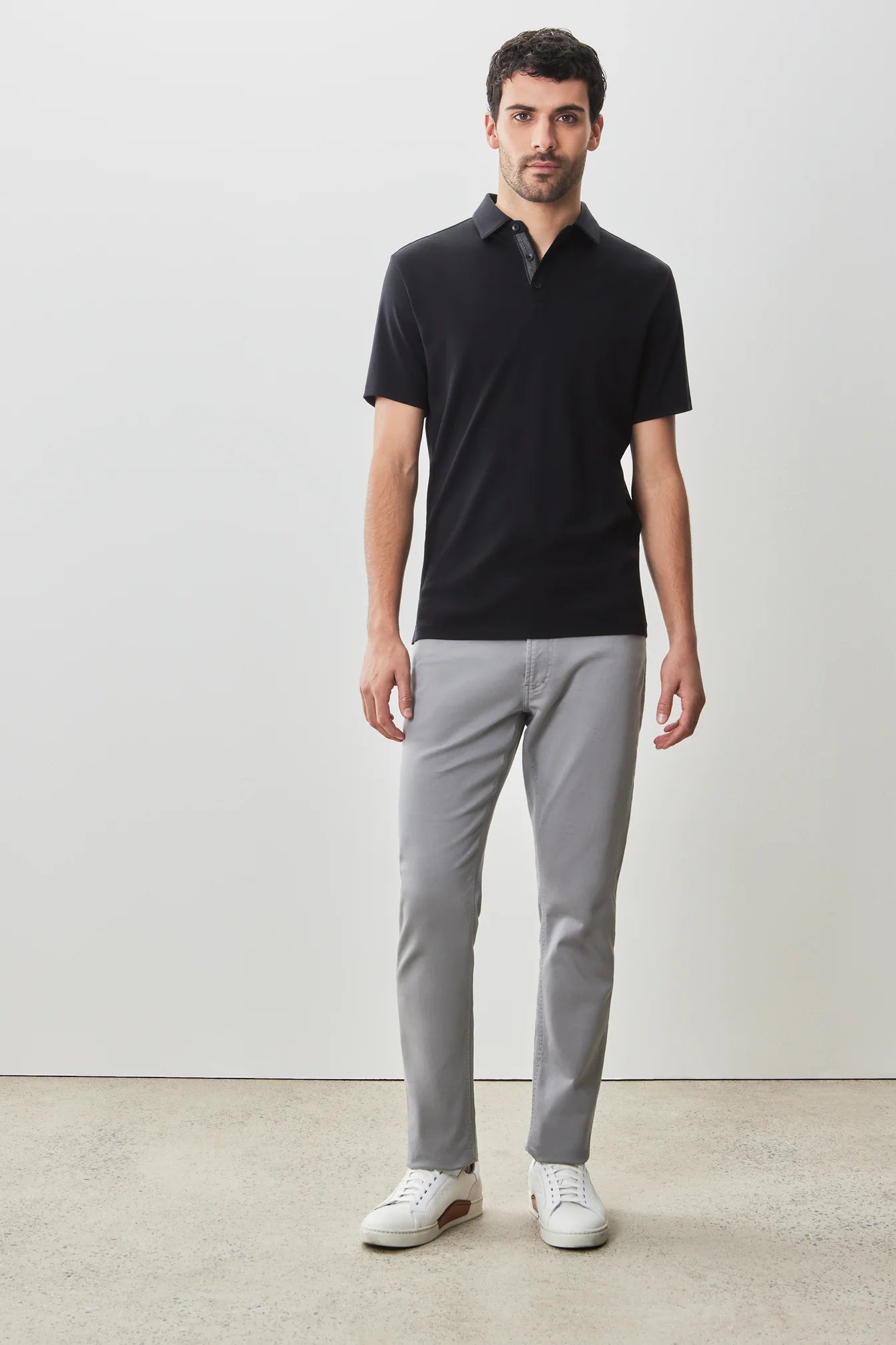 Georgia Herringbone Polo in Black