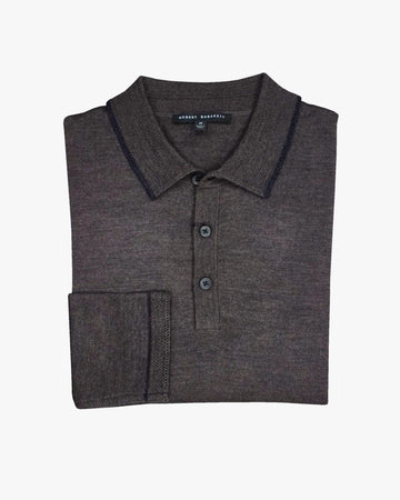 Roman Knit Sweater Polo in Brown