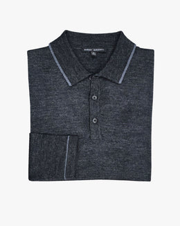 Roman Knit Sweater Polo in Charcoal