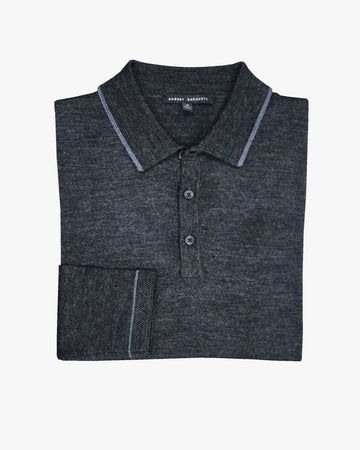 Roman Knit Sweater Polo in Charcoal