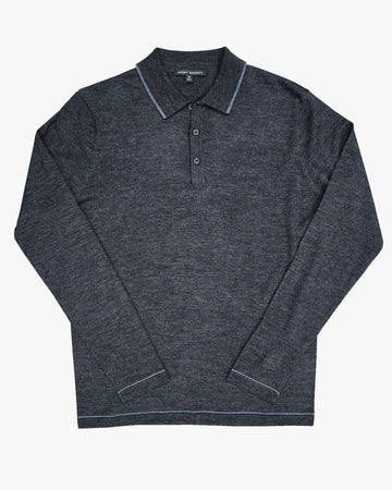 Roman Knit Sweater Polo in Charcoal