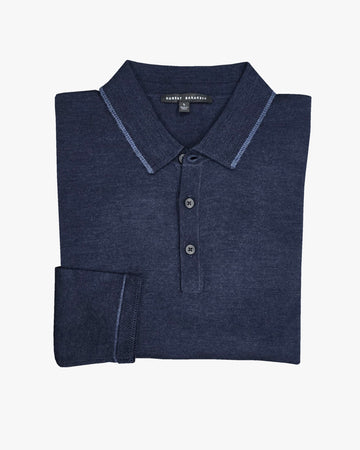 Roman Knit Sweater Polo in Navy
