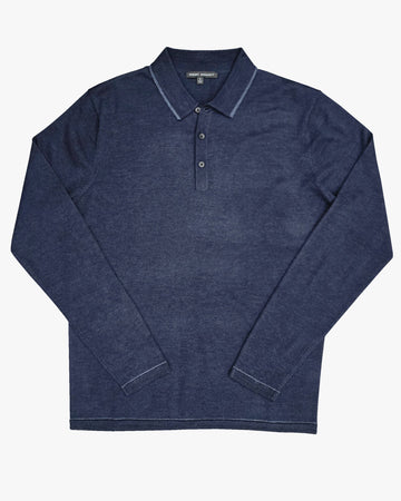 Roman Knit Sweater Polo in Navy