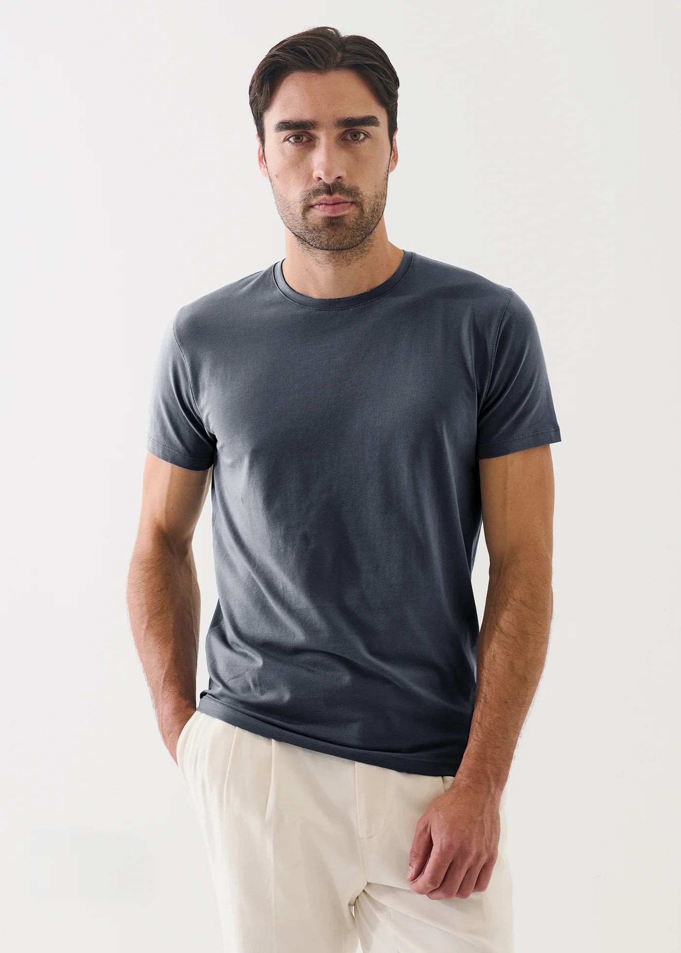 Iconic Pima Cotton Stretch T-Shirt in Seasonal Slate