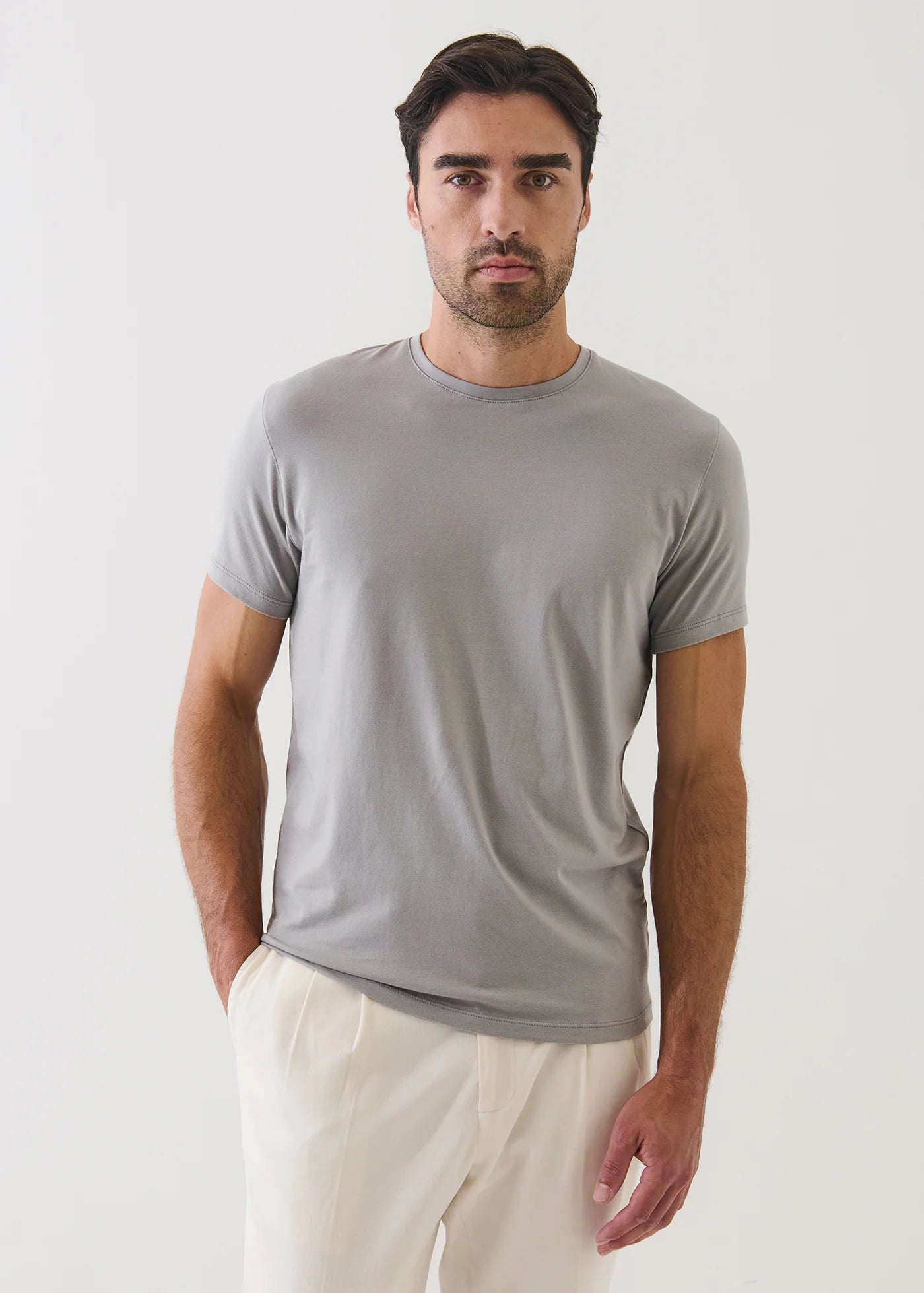 Iconic Pima Cotton Stretch T-Shirt in Seasonal Smog