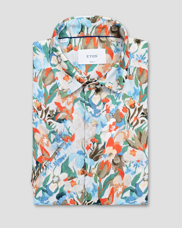 Short Sleeve Linen Shirt in Floral