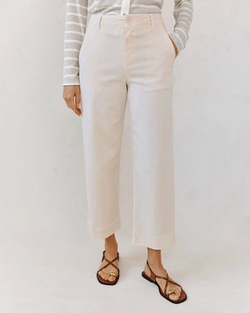 Saige Wide Leg Crop Pant in Lime Stone