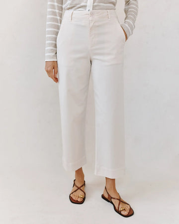 Saige Wide Leg Crop Pant in White