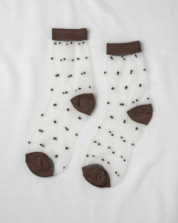 Sheer Dot Socks in Cocoa