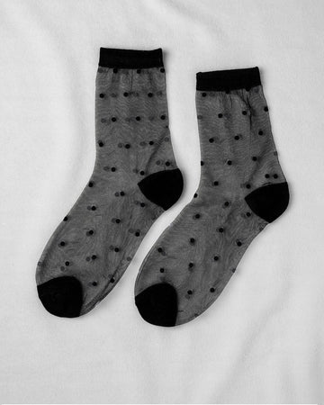 Sheer Dot Socks in Noir