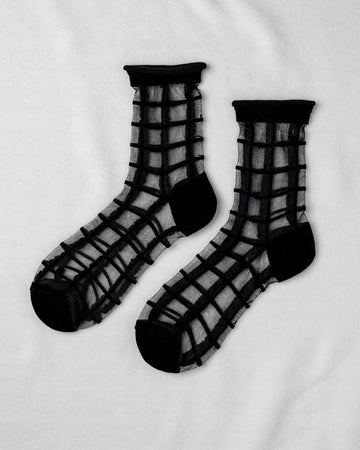 Sheer French Window Socks in Black