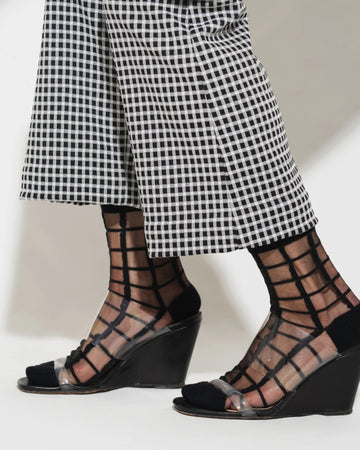 Sheer French Window Socks in Black