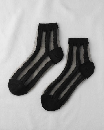 Sheer Ribbon Socks in Black